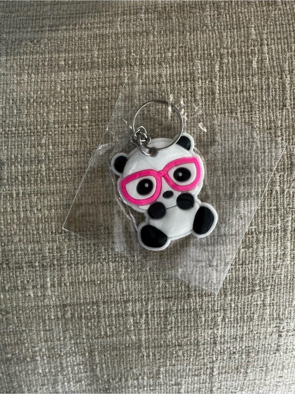 Pink Glasses Panda Keychain for Kids